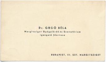 1934 Bp., Dr. Groó Béla, a Margitsziget gyógyfürdő és Szanatórium igazgató főorvosának levele Pekár ...
