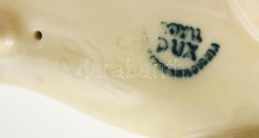 Royal Dux tacskó, kézzel festett, jelzett, hibátlan, m:8,5 cm, h:16,5 cm/ Royal Dux porcelain dachsh...