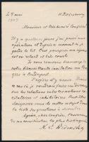 1907 St. Petersburg,  Ferdinand Klughoz professzorhoz címzett levél