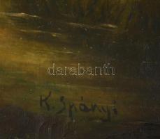 Spányi jelzéssel: Legelésző tehenek. Olaj, vászon, sérült, 60×80 cm