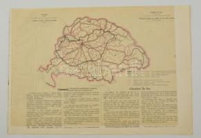 Magyarország vasúthálózata 1913-ban, térkép magyarázattal, 27x37 cm