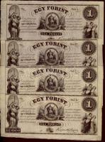 Emigrációs kiadás "Kossuth bankók" 18.. 1Ft A,B,C,D 4klf sorozatbetűvel T:I