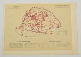 A vasúti személyforgalom Magyarországon 1913-ban, térkép magyarázattal, 37x27 cm