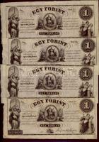 Emigrációs kiadás "Kossuth bankók" 18.. 1Ft A,B,C,D 4klf sorozatbetűvel T:I