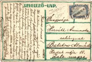 1920 Eredeti kézzel festett magyar szecessziós művészi képeslap, hölgy tollas kalapban / original ha...