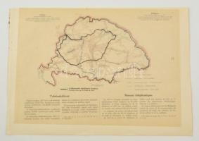 A telefonhálózat Magyarországon 1913-ban, térkép magyarázattal, 37x27 cm