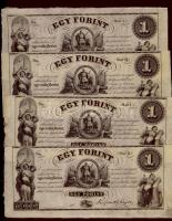 Emigrációs kiadás "Kossuth bankók" 18.. 1Ft A,B,C,D 4klf sorozatbetűvel T:I