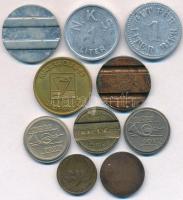 10db-os vegyes zseton és bárca tétel, közte "1933. B.Sz.K.R.T / Kis szakasz jegy", "V...