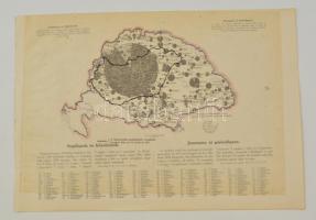 Napilapok és folyóiratok Magyarországon 1913-ban, térkép magyarázattal, 37x27 cm