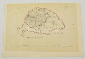 Könyvek megjelenése Magyarországon 1913-ban, térkép magyarázattal, 37x27 cm