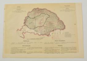 Erdőövek, fűrésztelepek Magyarországon 1913-ban, térkép magyarázattal, 37x27 cm