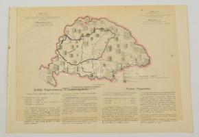 Erdők, papirosanyag és papirosgyárak Magyarországon 1913-ban, térkép magyarázattal, 37x27 cm