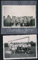 1932, 1937 A rákoscsabai futballcsapat és a ŐLSE(Őcsény) csapata, 2 db feliratozott fotó, 6x9 cm