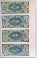 1946. 1.000.000.000BP hátoldali fázisnyomata egybefüggő 4-es ívben, "M.N.B." szárazpecséttel, jó minőségű másolat / good copy T:I-