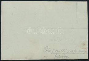 1914 Pécs, Kártyázók, feliratozott, körbevágott fotólap, 8xx1,5 cm