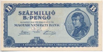 1946. 100.000.000BP hátlapon felfelé csúszott nyomat T:I,I-