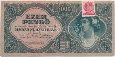 1945. 1000P betűhibás, élénk színű "MNB" bélyeggel T:III