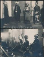 cca 1930-1940 Panoptikumi török figurák, 2 db fotólap, 9x14 cm