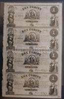 18.. Emigrációs "Kossuth bankók" 1Ft A,B,C,D összefüggő 4-es ívben T:I