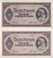 1945. 100P (2x) eltérő színváltozatok, az egyiknél apró nyomathiányos foltok a román és szerb feliratoknál T:I-