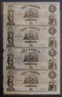 18.. Emigrációs "Kossuth bankók" 1Ft A,B,C,D összefüggő 4-es ívben T:I