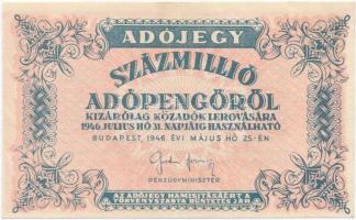 1946. 100.000.000AP hátoldalon a szöveg lefelé csúszva, keret jobbra tolódva T:II