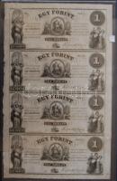 18.. Emigrációs "Kossuth bankók" 1Ft A,B,C,D összefüggő 4-es ívben T:I