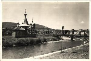 Szolyva, Svalova, Szvaljava; templom, híd, Oberländer Izsó kiadása / church, bridge (EK)