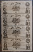 18.. Emigrációs "Kossuth bankók" 1Ft A,B,C,D összefüggő 4-es ívben T:I