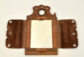 Bőrtokos retró tükör, 38,5×26 cm