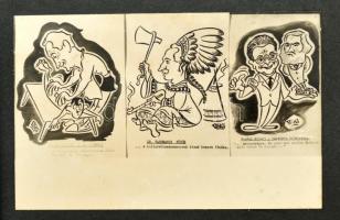 SZOT suliba jártunk, PÉKA jelzésű humoros grafikák fotómásolatai albumba ragasztva, 21 db, 9x14 cm