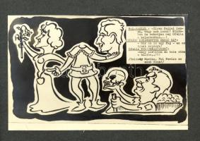 SZOT suliba jártunk, PÉKA jelzésű humoros grafikák fotómásolatai albumba ragasztva, 21 db, 9x14 cm