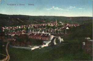Dévény, Theben a. d. Donau, Devin - 2 db RÉGI városképes lap, gőzhajó / 2 pre-1945 town-view postcards, steamship