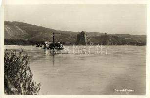Dévény, Theben a. d. Donau, Devin - 2 db RÉGI városképes lap, gőzhajó / 2 pre-1945 town-view postcar...