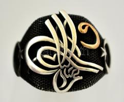 Ezüst(Ag) gyűrű, keleti motívumokkal, jelzett, méret: 67, nettó: 12,7 g