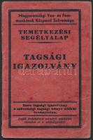 1912 Temetkezési segélyalap igazolvány tagsági bélyegekkel