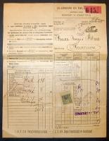 1910 DDSG fuvarlevél Pancsovai kikötői béylegzéssel, okmánybélyeggel