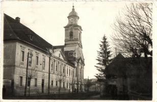 1940 Kézdivásárhely, Targu Secuiesc; Római katolikus templom, üzlet / church, shop, photo + M. Kir. 219. sz. Honvéd Magasépítési Mű. Vezető Törzs (EK)