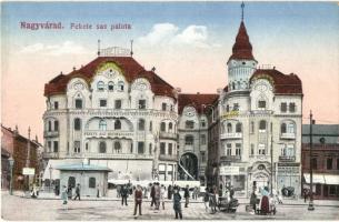 Nagyvárad, Oradea; Fekete Sas palota, Nagyszálloda, Mozgó, gyógyszertár, üzletek / palace, hotel, pharmacy, cinema, shops