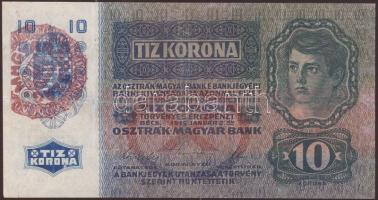 1915. 10K piros "Magyarország" körbélyegzővel aminek egy része hiányzik! T: restaurált