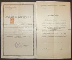 Hajóskapitány óralátogatási igazolása és nyugdíjkötvénye okmánybélyeggel