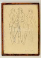 Herman jelzéssel: Aktok. Ceruza, papír, üvegezett keretben,  30×22 cm