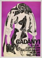1981 Gadányi rajzai, Esztergom, Balassi Bálint Múzeum, kiállítási plakát, ofszet, papír, 83×58 cm