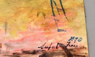 Antal Irén (1903-1999): Leszálló madár, vegyes technika, papír, kartonra ragasztva, 29,5×41,5 cm