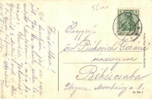 Kedzierzyn, Kandrzin; Kirchstrasse, Bahnhof, Volksschule, Blick von der Eisenbahnbrücke, Colonialwar...