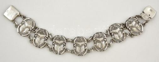 Ezüst(Ag) szkarabeuszos karkötő, jelzett, h: 16 cm, nettó: 21,4 g