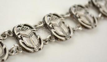 Ezüst(Ag) szkarabeuszos karkötő, jelzett, h: 16 cm, nettó: 21,4 g