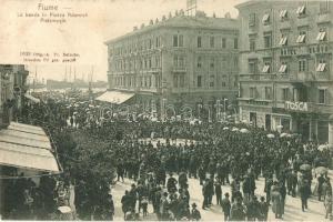 Fiume, La banda in Piazza Adamich / Platzmusik / music bands concert at the square, street festival, Hotel Lloyd, Tosca, restaurants. Fr. Reincke 1633.