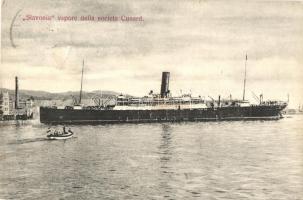 A Slavonia kivándorló hajó Fiume kikötőjében, Divald Károly 878. / Slavonia vapore della societa Cunard / immigration ship in the port of Fiume