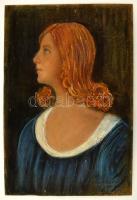 Olavszky jelzéssel: Vöröshajú lány portréja, pasztell, karton, 61×42 cm